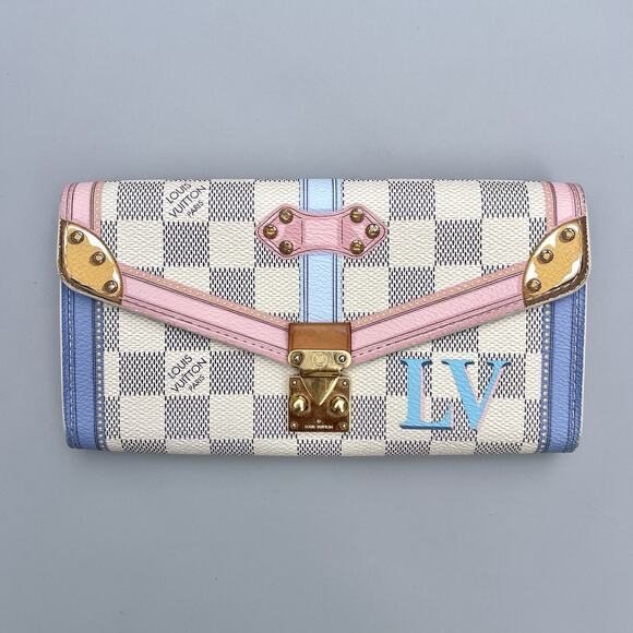 Louis Vuitton Damier Azur Summer Trunk Portefeuille Sarah Long Wallet - Picture 1 of 16